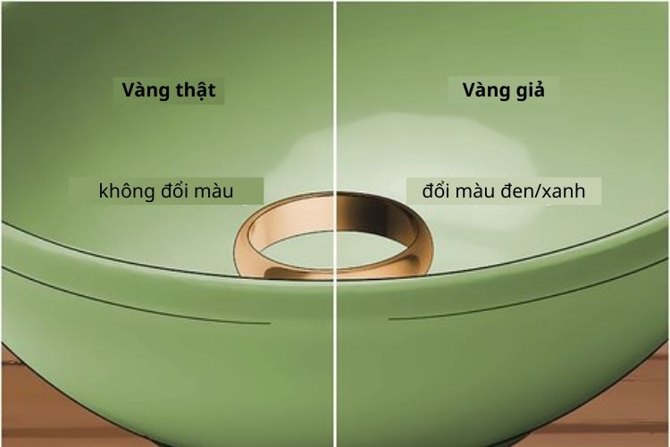 phân biệt vàng thật, giả thử nghiệm giấm